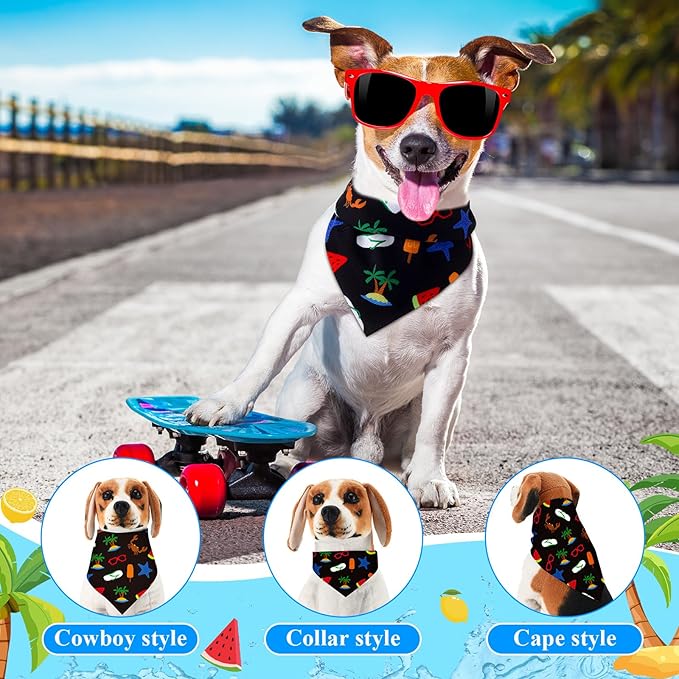 Sanwuta 120 Pcs Summer Bandanas for Dogs Bulk Hawaiian Beach Triangle Dog Bandana Washable Pet Scarves Adjustable Bibs for Small and Medium Pets, 30 Styles(Fruit)
