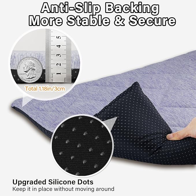 JoyBlooms Dog Bed for Car Back Seat, Dog Cooling Mat with 1.1in/2.8cm Thick Foam, Cooling Anti-Slip Washable Back Seat Pet Bed, 51.6in x 22.6in Fit on Backseat Extenders of SUVs and Small Trucks,Blue