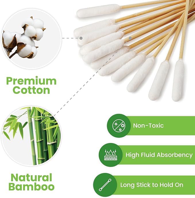 We Love Doodles Long Cotton Dog Ear Swabs | Double Sided Cotton Swabs for Dogs | Large Wooden Cleaner Balls Tool | Swabs to Flush Puppy Ears | Clean Wood Buds for Pet Ears | Wipes Solution Swabs