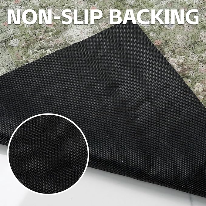 Cat Litter Mat Litter Trapping Mat, 33"x22" Waterproof Urine Proof Litter Box Mat Catcher Mat Non-Slip Washable for Kitty Kitten, Green