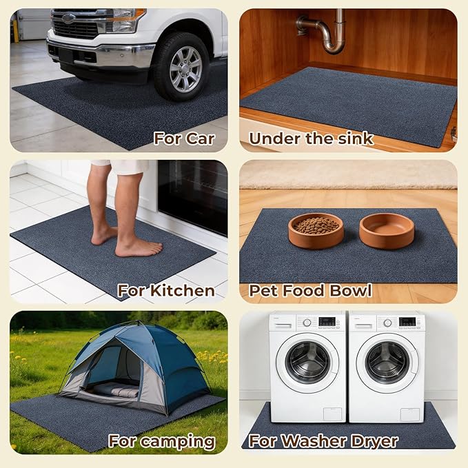 Dog Crate Mat, 24 in x36 in Dog Playpen Mat Rubber Kennel Mats Extra Large Liner for Under Crate cages, Absorbent Urine, Puppy Pee Pad Reusable Washable Floor Protector Waterproof Non-Slip Ash Gray