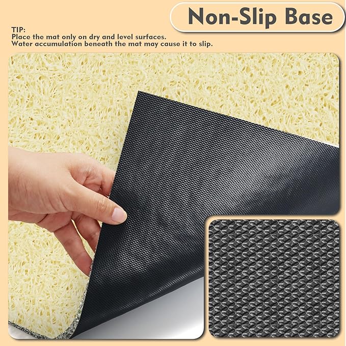Bohemian Kitty Litter Mat 24"x17",Non-Slip Litter Box Mat, Washable Cat Litter Rug Catcher,Double-Layer Litter Trapping Mat for Scatter Control, Easy Clean Cat Food Mat & Floor Protector