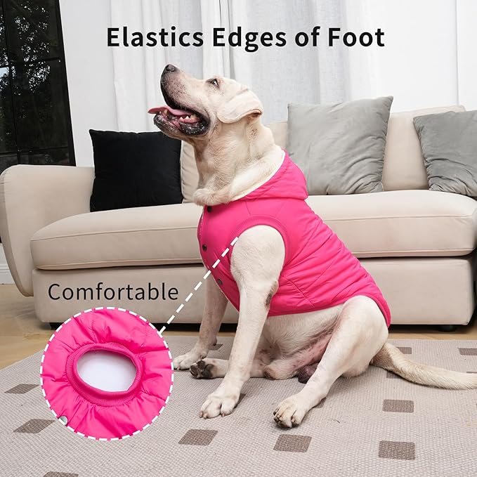 Vecomfy Fleece Lining Extra Warm Dog Hoodie in Winter,Small Dog Jacket Puppy Coats with Hooded Pink S