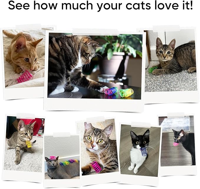 6Colors Plastic Spring Cat Toys, 30 Pack Spiral Springs for Indoor Cats to Swat, Bite, Hunt, Interactive Toys for Cats and Kittens
