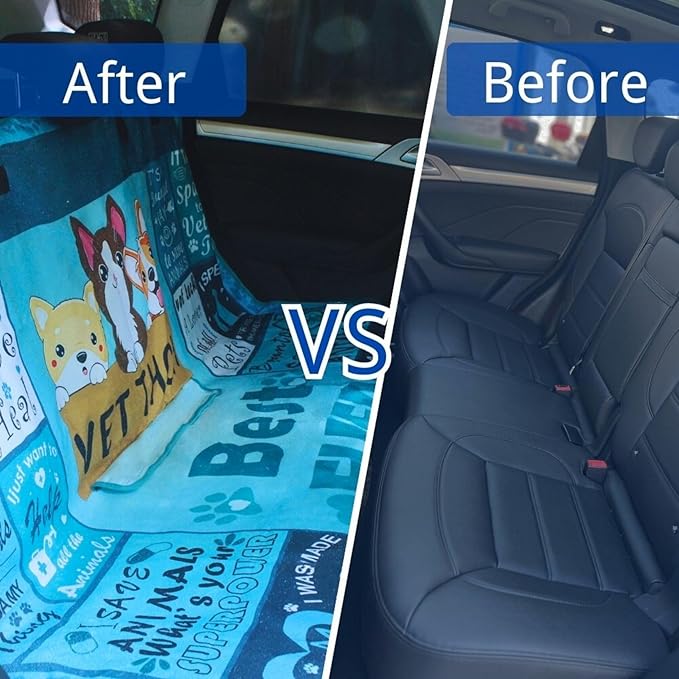 Waterproof Back Seat Cover for Dogs and Kids, Car Seat Protector Under Baby Car Seat, Child and Dog Car Seat Cover Blanket for Rear Bench(Vet Tech Gift, Rear Bench Seat Towel)