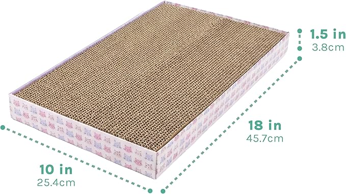 Kitty City 3-Pack XL Double Sided Corrugate Cat Scratcher Pads - X-Large Horizontal Cat Scratcher Mats, Reversible Corrugate Nail File Scratchers - Pink Cats Design, 18” x 10” Each
