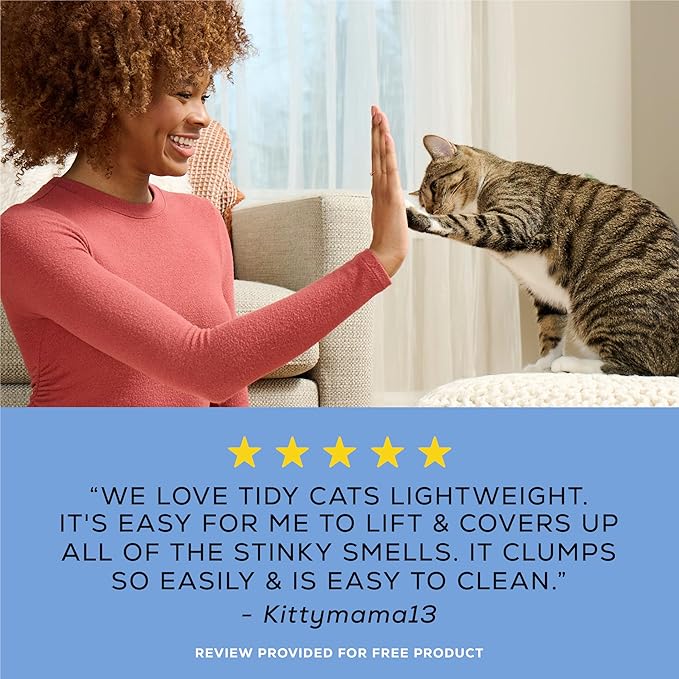 Purina Tidy Cats Lightweight Cat Litter, Low Dust, Clumping, Odor Control 24/7 Performance Multi Cat Litter, Clean Linen Scent, 12 lbs