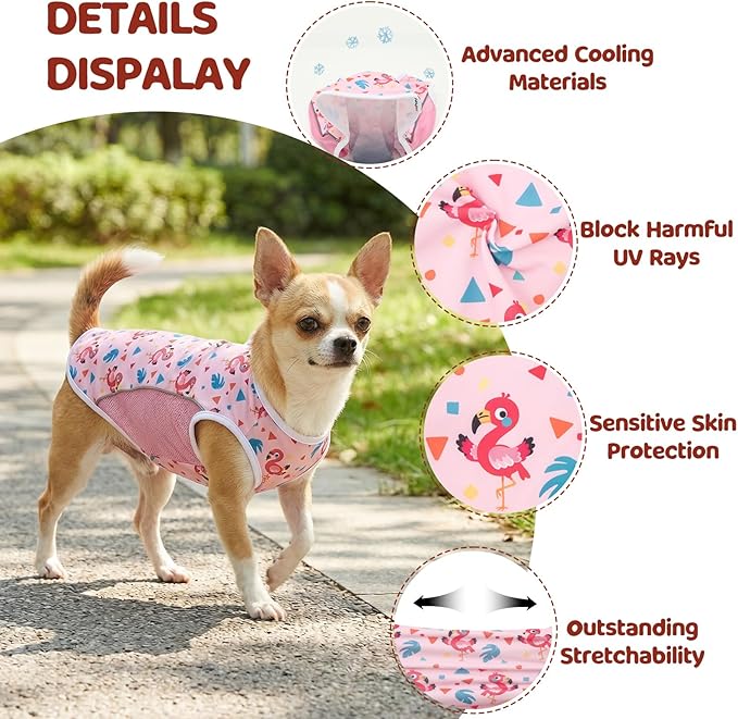 UPF 50+ Sun Protection Dog T-Shirt, 2 Pack Lightweight Sleeveless Dog Vest for Small Dogs Girl – Reflective Strips, Quick-Dry Pet Apparel, Sports Fan Shirt P23ST00510M