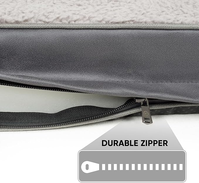 Sunheir Washable Jumbo Extra Large Dog Bed Covers Soft Plush Replacement, Waterproof Dog Bed Liner, Pet Bed Cover with Zipper 54x42x4 Inches, Grey, Cover Only