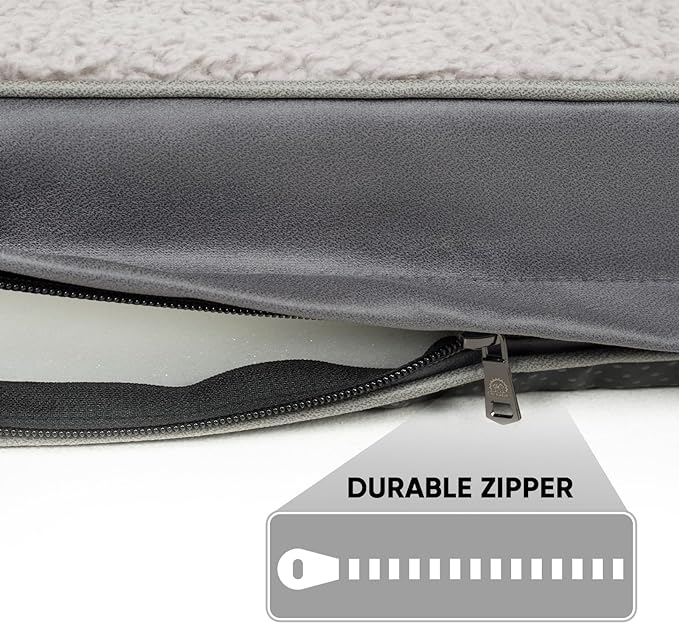 Sunheir Washable Large Dog Bed Covers Soft Plush Replacement, Waterproof Dog Bed Liner, Pet Bed Cover with Zipper 36x27x3 Inches, Grey, Cover Only