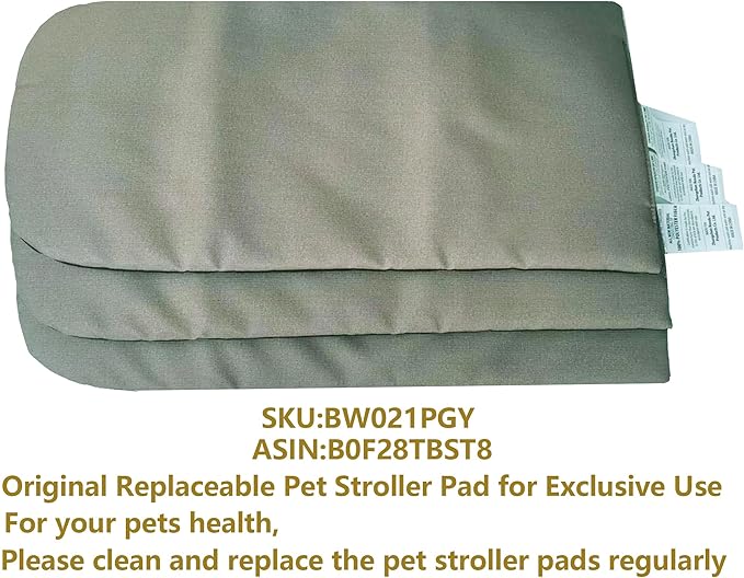 ROODO Pet Stroller Mat,Dog Stroller Cushion,Inner Pad for Exclusive Use,Original,Replaceable,Easy to Clean,Set of 3 pc(Gray)