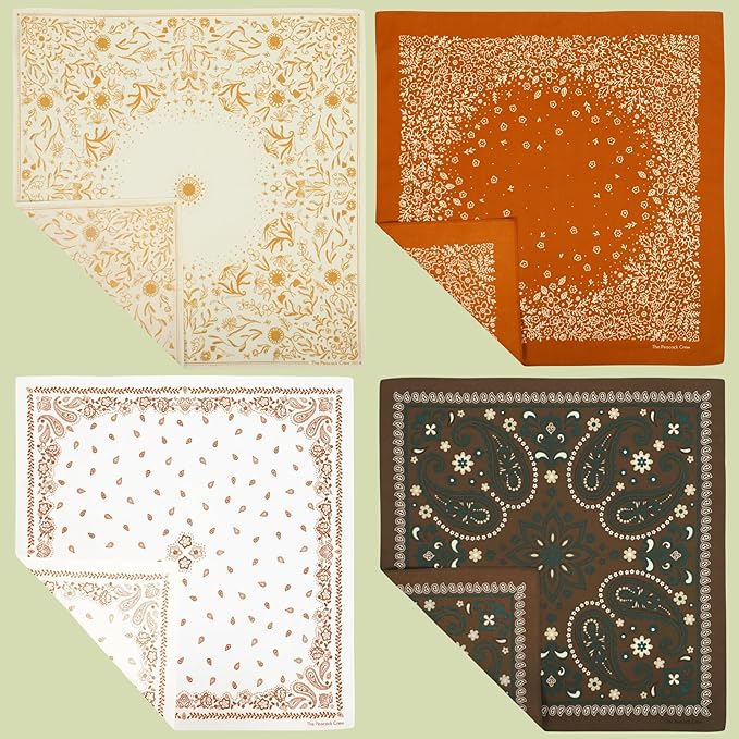 The Peacock Crew Premium Soft Cotton Bandanas Pack for Men and Women Paisley 22 x 22 inches