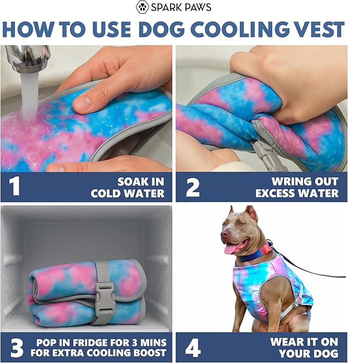 Spark Paws Dog Cooling Vest - SPF 50 UV Sun Protection - Summer Heat Relief Gear for Dogs, Lightweight, Evaporative Cooling - Dog Anxiety Relief Vest During Hot Days - Snowcone, 4XL