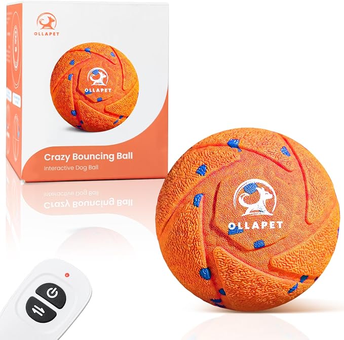 Smart Interactive Dog Ball Toys - Auto Bouncing & Rolling, Chew-Resistant E-TPU Material, 3 Interactive Modes, IPX7 Waterproof, Smart Chase Pet Toy Ball for Medium and Large Dogs - Orange