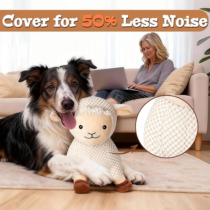 Interactive Dog Toys for Large Dogs, Sheep Rechargeable Pet Toys with Music, Animal Sound & Recording Mode, Automatic Jumping Pet Ball for Mental Stimulation