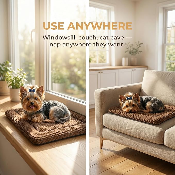 Dog Bed Mat - Durable & Cute Crate Dog Beds for Small Dogs & Cats, Comfortable Kennel Pad for Home, Crate & Travel