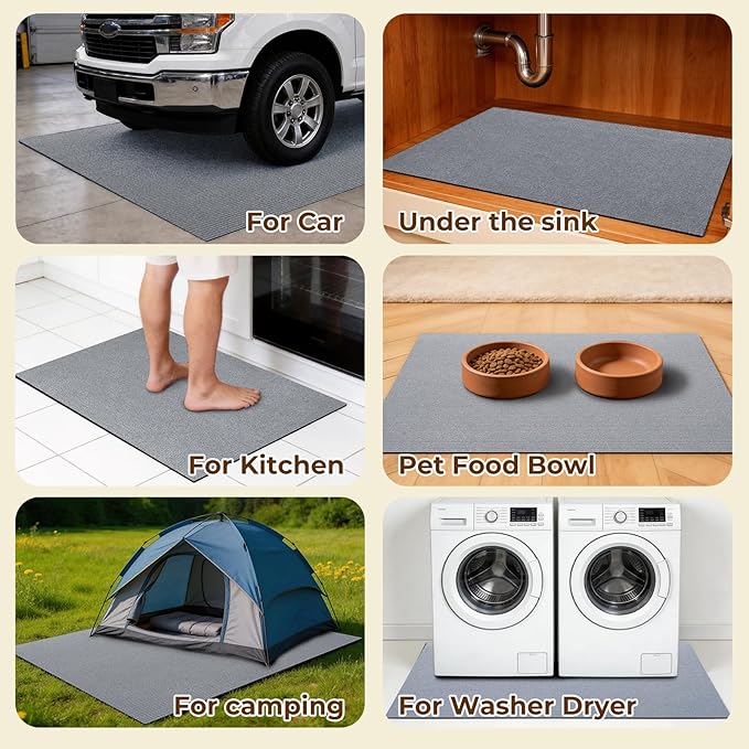 Dog Crate Mat, 29 in x 50 in Dog Playpen Mat Kennel Mat Extra Large Liner for Under Dog Crate cages, Absorbent Urine, Puppy Pee Pad Reusable Washable Floor Protector Waterproof Non-Slip Light Grey