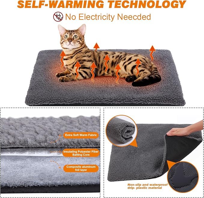 Rockever Outdoor Cat House, Waterproof Feral Cat House for Outdoor Cats with Escape Door and Clear Windows for 2 Cats(with Self Warming Mat)