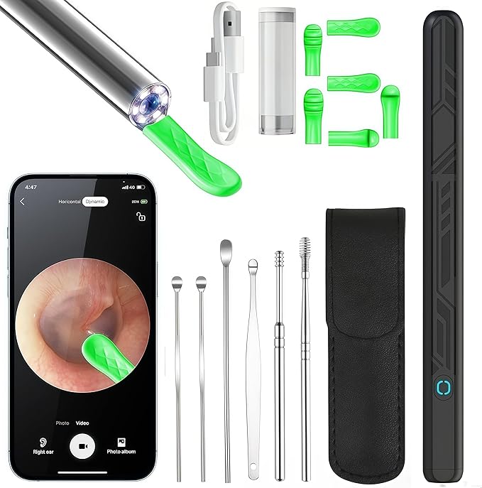 Ear Wax Removal Tool Camera — 1080P HD Ear Cleaner with Light, Earwax Removal Kit for Ear Cleaning, Safe Ear Camera for Adults Kids Pets Ear Camera for iOS & Android