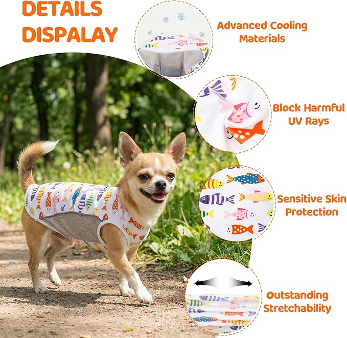 UPF 50+ Sun Protection Dog T-Shirt, 2 Pack Lightweight Sleeveless Dog Vest for Medium Large Dogs Boy – Reflective Strips, Quick-Dry Pet Apparel, Sports Fan Shirt P23ST00509XXXL