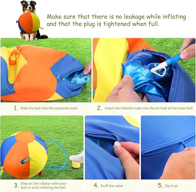 Herding Ball for Dogs,22 Inch Calming Jumbo Ball for Dogs,Training Balls with Heavy-Duty Handle Cover and Pump,Interactive Dog Toy Herding Ball for Australian Shepherd, Border Collie, Large Breed