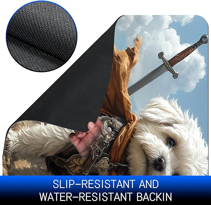 Dog Food Mat, 15.7" x 23.6" Absorbent Pet Feeding Mat for Food and Water, Waterproof Diatom Mud Pet Placemat with Non-Slip Rubber Backing, Easy Clean Cat Bowl Mat for Floors - Puppy Warrior
