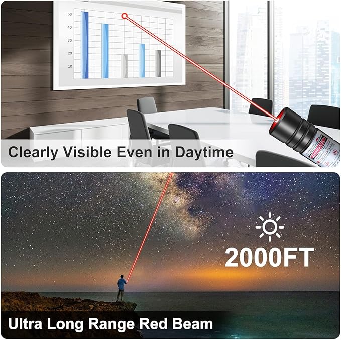 MEUSNO Laser Pointer, High Power Lazer Pointer, Red Laser High Power Rechargeable Laser Pointer for Presentations Outdoor Cat Dog Toy Lazer Light Pointer Pen Red Laser Cat Toy Pointer