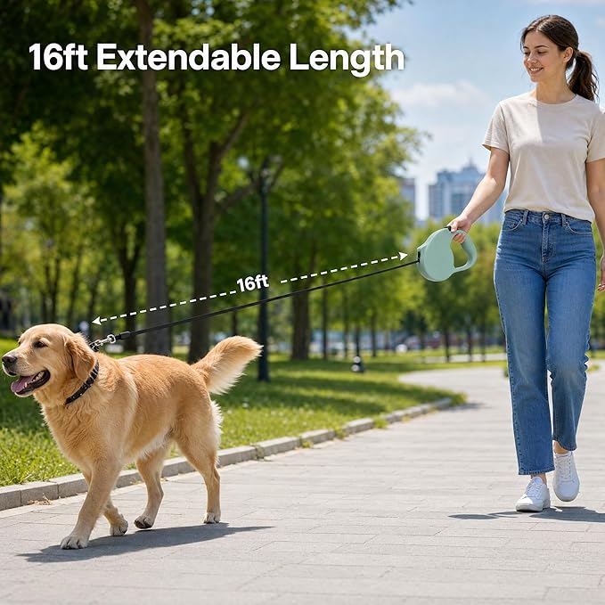 Retractable Dog Leash for Small/Medium Dogs, Cats & Puppies – Black Flexi Walking Lead with Correa para Perros(Green-Small)