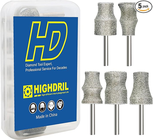 HIGHDRIL Diamond Rotary Nail Grinder Bits for Dog - 5PCS 1/8" Replacement Grinder Wheel for Pets Nail Care
