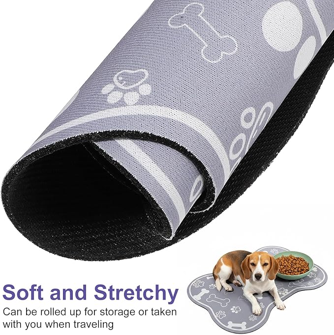 Dog Cat Food Mat Rapid Absorbent Dog Bone Shaped Placemat Water Bowl Mat No Stains Quick Dry Water Dispenser Mats Pet Accessories Supplies (15.7 × 11.8 inches/40 × 30 cm)