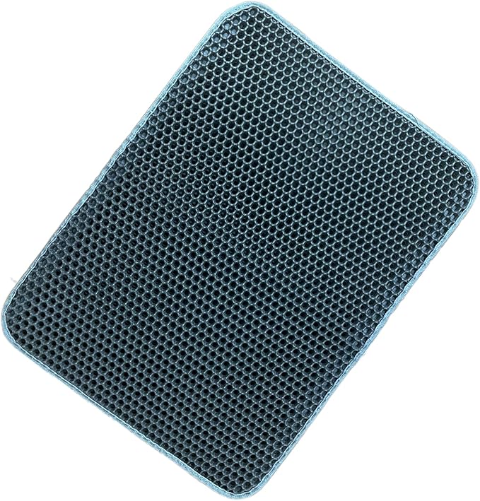 Cat Litter Mat, Honeycomb Double Layer Litter Trapping Mat, 18" x 24" Kitten Litter Box Pad, Waterproof Urine Proof, Washable Easy Clean (Grey)