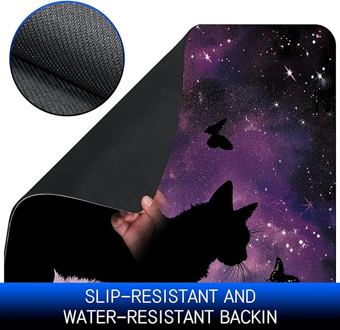 Dog Food Mat, 19.6" x 23.6" Absorbent Pet Feeding Mat for Food and Water, Waterproof Diatom Mud Pet Placemat with Non-Slip Rubber Backing, Easy Clean Cat Bowl Mat for Floors - Dark Cat