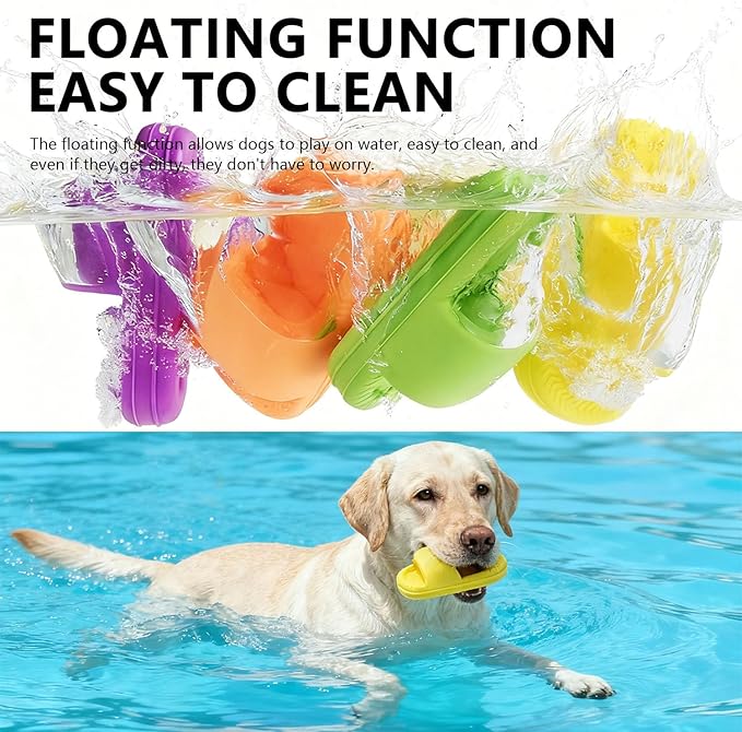 MECOOL Squeaky Slipper Dog Toy - Chew Toys for Aggressive Chewers, Durable Rubber Chew Toy for Dental Cleaning & Boredom Relief, for Small Medium Dogs, Yellow