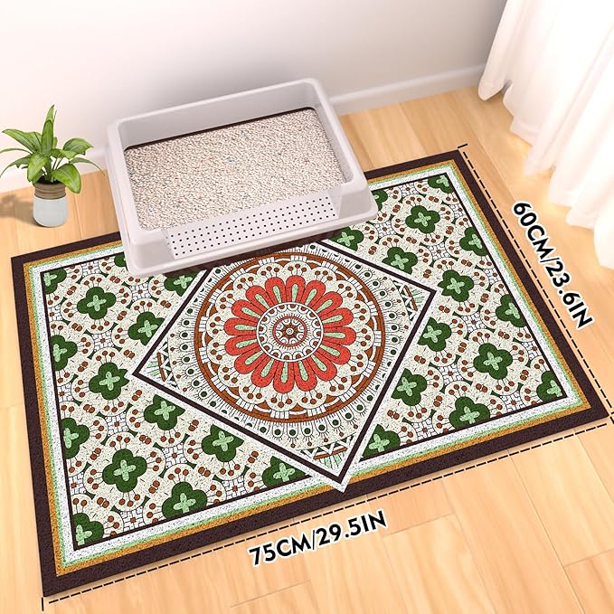 Extra Large Cat Litter Mat 30"x24",Heavy-Duty Litter Rug Catcher with Deep Textured Surface,Non-Slip Kitty Litter Mat Waterproof & Easy Clean, Ideal for Multiple Cats