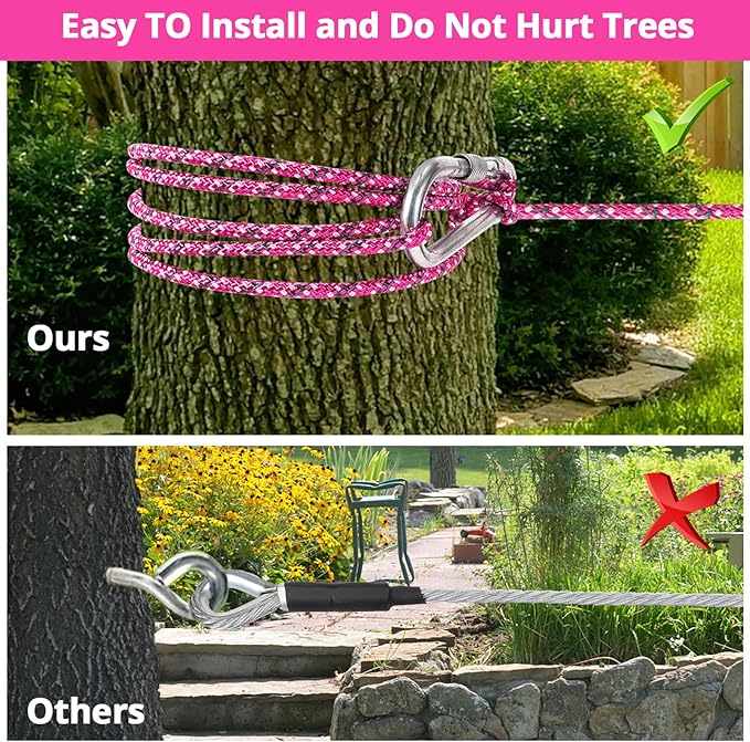 Dog Tie Out Cable for Camping - 50ft Dog Lead Dog Runner for Yard - Portable Trolley System for Large Small Dogs Outside