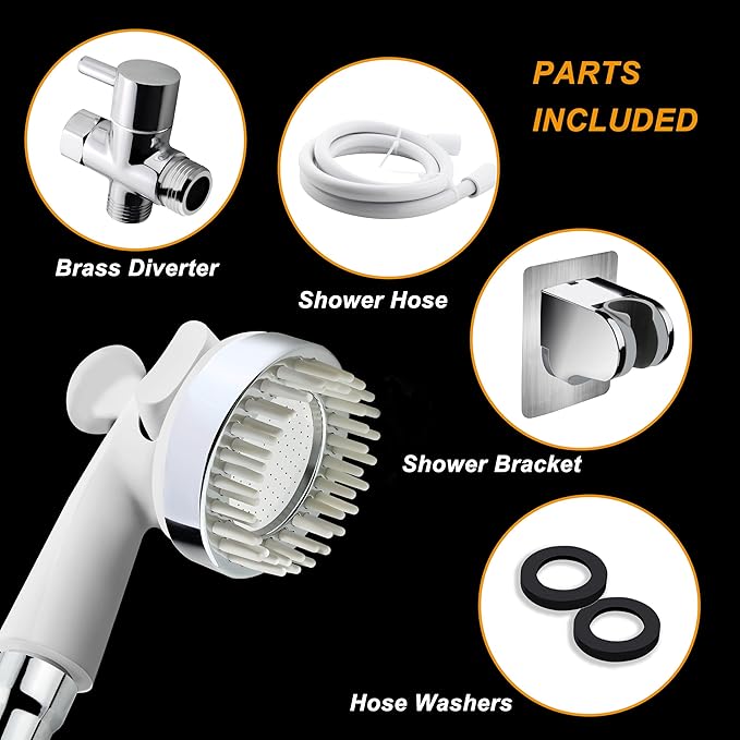 YOO.MEE Pet Shower Attachment for Bath Tub, Grooming Teeth Shower for Gog Washing and Pet Showering, Hair Rinse, Tub and floor Cleaning, W/Brass Diverter, W/ 59'' Hose