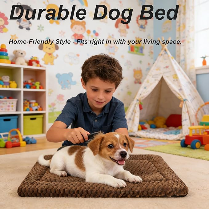 Dog Bed Mat - Durable & Cute Crate Dog Beds for Small Dogs & Cats, Comfortable Kennel Pad for Home, Crate & Travel