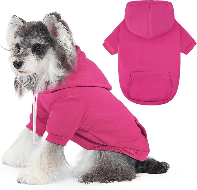 Dog Basic Hoodie Soft Dog Clothes Cold Weather Sweaters for Medium Large Dogs Cozy Fabric Warm Sweatshirt with Leash Hole for Boys (Rose Pink, X-Small (2-5 lbs))