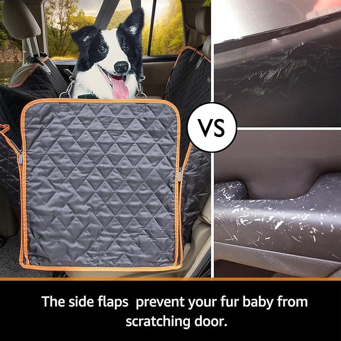 Dog Car Seat Covers 100% Waterproof, Dog Seat Cover with Side Flaps from Scratching, Pet Seat Cover for Back Seat of Car/SUV/Truck Machine Washable… (Truck)