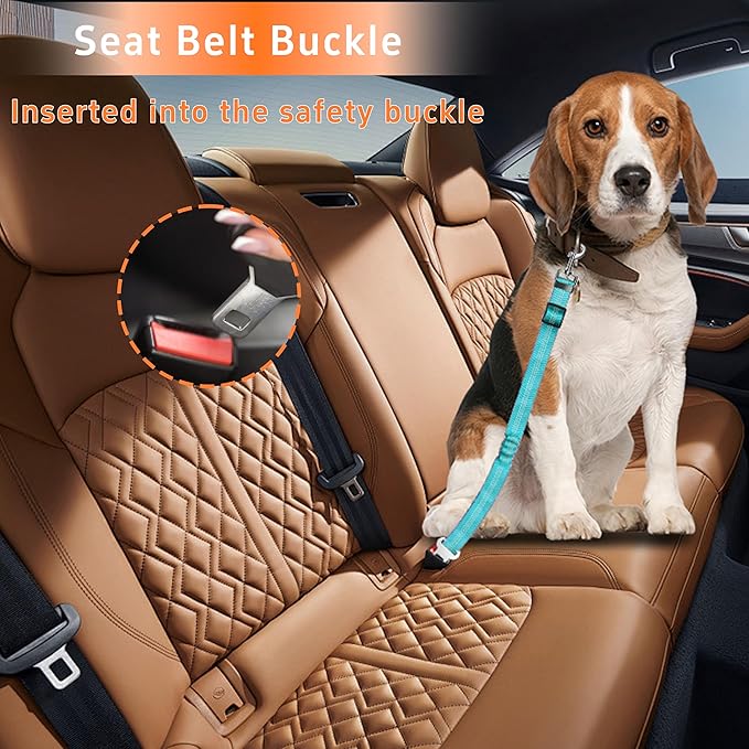 Seyezo 3-Piece Dog Car Harness Set - Retractable, Adjustable, Reflective Dog Seatbelt for Vehicle Headrests, Heavy Duty, High Elastics, Sky Blue