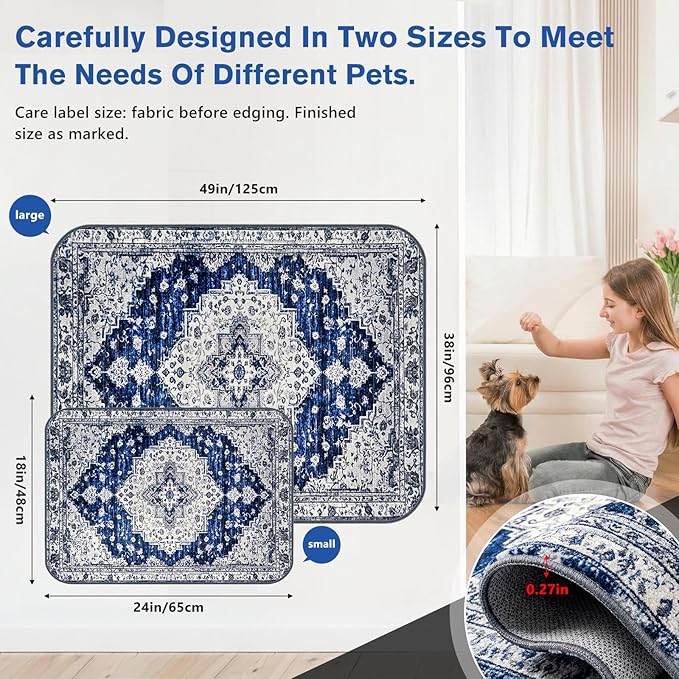 Washable Pee Pads for Dogs and Cats, 2 Pack Absorbent Thick Reusable Training Dog Pet Puppy Pads, Waterproof & Non-Slip Whelping Pads for Potty Training, Whelping, Playpen, Crate, Prevents Leakage