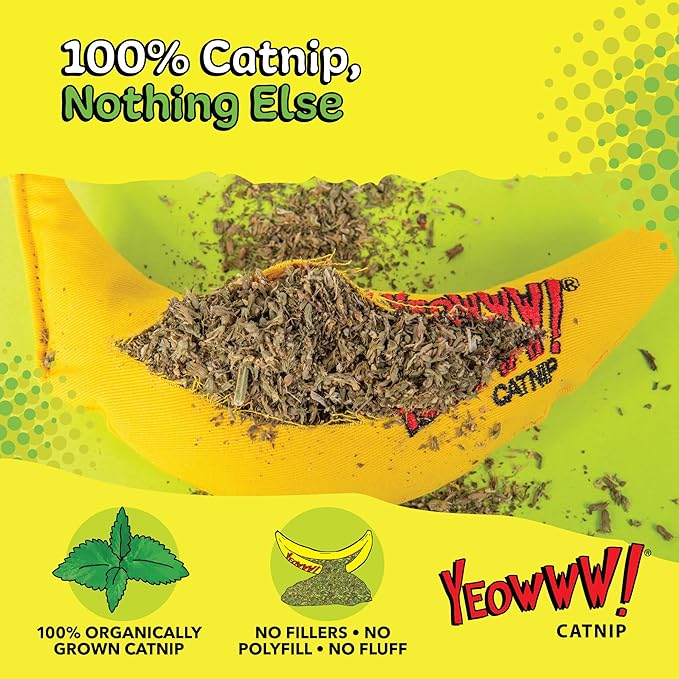 Yeowww! Catnip Chi-CAT-a Banana Toy for Cats - 7 Inches - Durable Cotton Twill - Made in the USA - Stuffed with Organically Grown Catnip