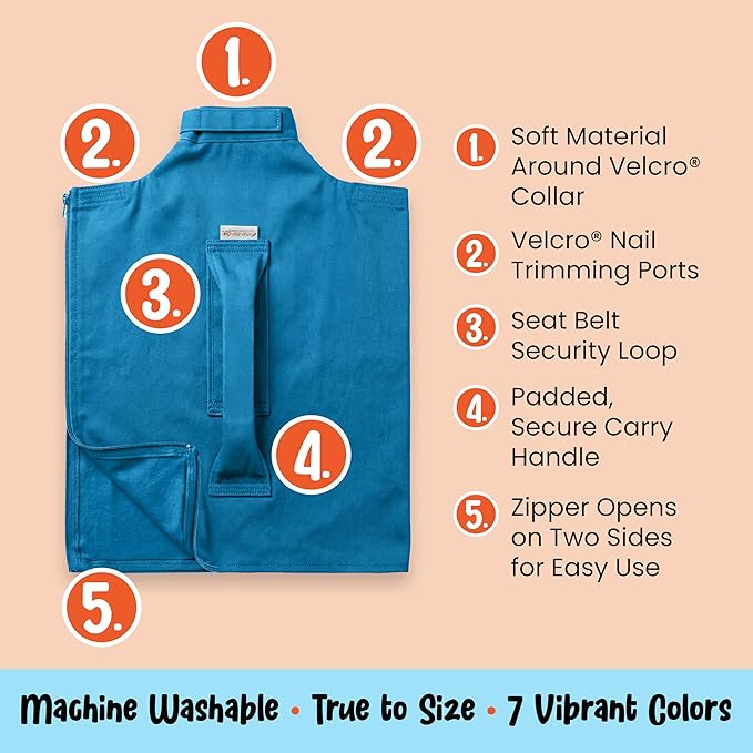Cat-in-the-Bag Cozy Comfort Carrier - Extra Small Light Blue Cat Carrier Soft and Pet Carrier Administration, Grooming, Vet Visits, Dental Care, and Nail Trimming