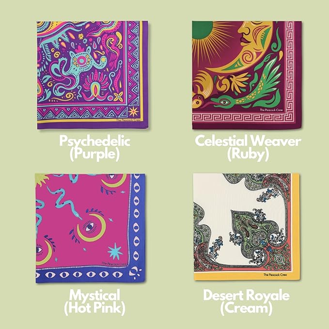 The Peacock Crew Premium Soft Cotton Bandanas Pack for Men and Women Paisley 22 x 22 inches