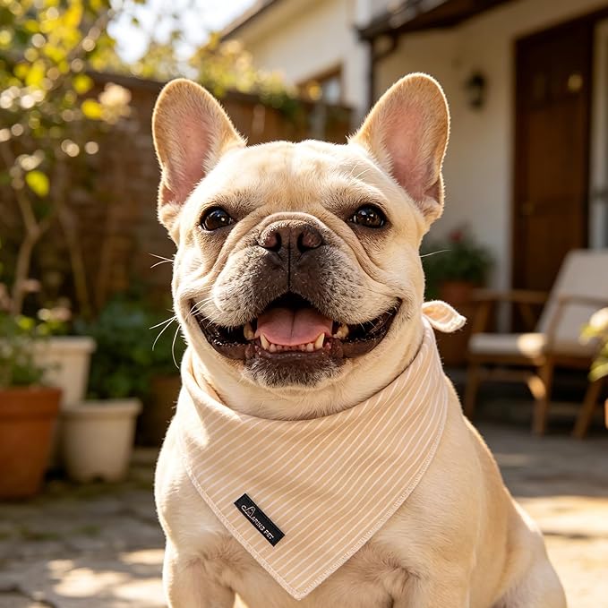 ARING PET Summer Dog Bandana-Cute Khaki Dog Bandanas, Comfortable Pet Scarf Dogs Triangle Bibs for Small to Large Boy Girl Dogs and Cats
