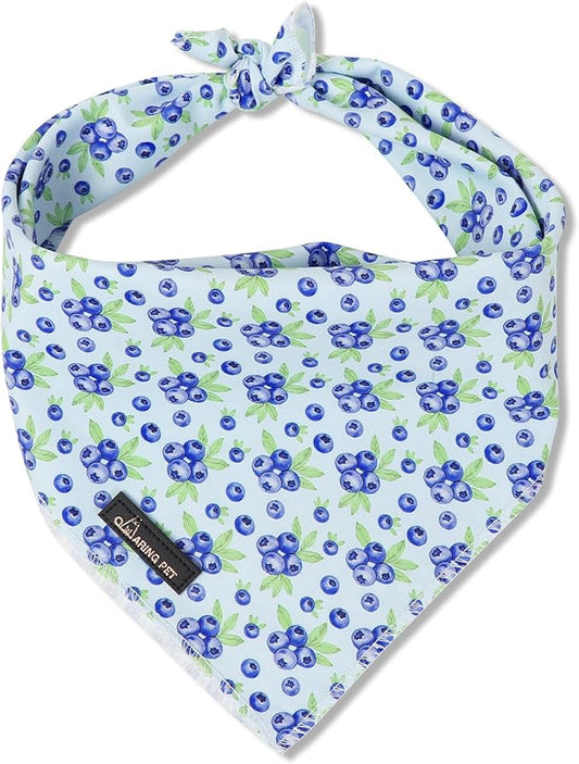 ARING PET Blueberry Dog Bandanas, Cute Blue Pet Bandana Scarf Triangle Bib for Small Medium Large Boy Girl Dogs Cats, Puppy Kerchief for Daily Wear Walks Party Photos-S
