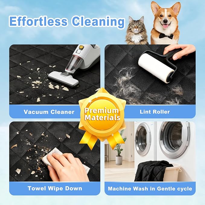 Hard Bottom Car Seat Cover for Dogs - 40% More Activity Space, Functions as Hammock and Flat Platform, Waterproof & Odorless, Non-Slip for Large Dogs, Fits Most Cars, Trucks, SUVs