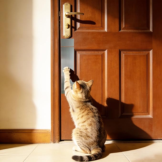 Anti Scratch Protector for Door, Heavy-Duty Stainless Steel cat Scratch Door Protector– 2 Sizes, 2 Packs, Stick Pet Scratch Plate, no-Residue pet Door Scratch Protector self-Adhesive