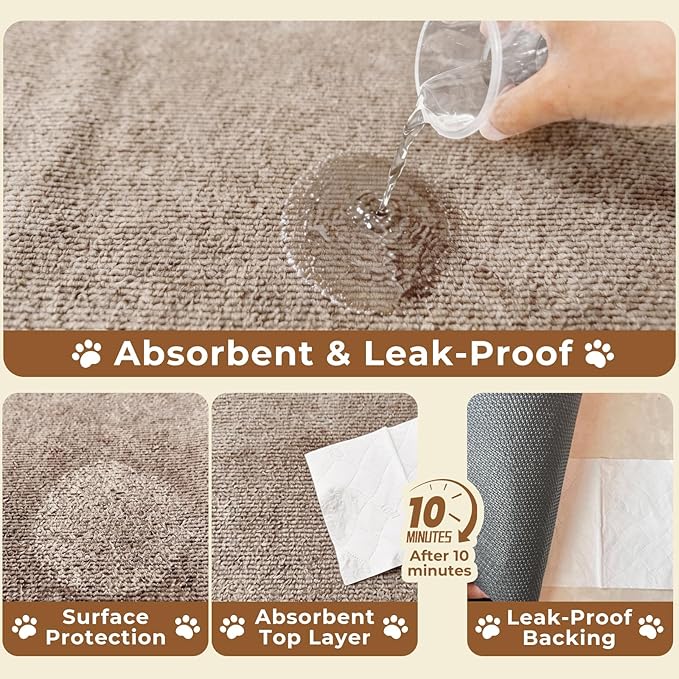 Dog Crate Mat, 24 in X 36 in Dog Playpen Mat Rubber Kennel Mat Extra Large Liner for Under Dog Crate Cages, Absorbent Urine, Puppy Pee Pad Reusable Washable Floor Protector Waterproof Non-Slip Brown
