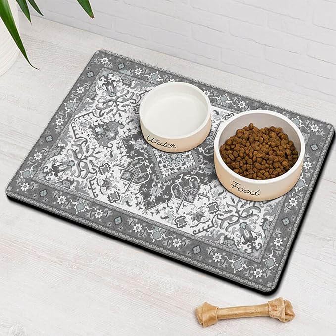 Pet Feeding Mat for Floors Waterproof Dog Mat for Food and Water Absorbent Quick Dry Non Slip mat for Cat Bowls